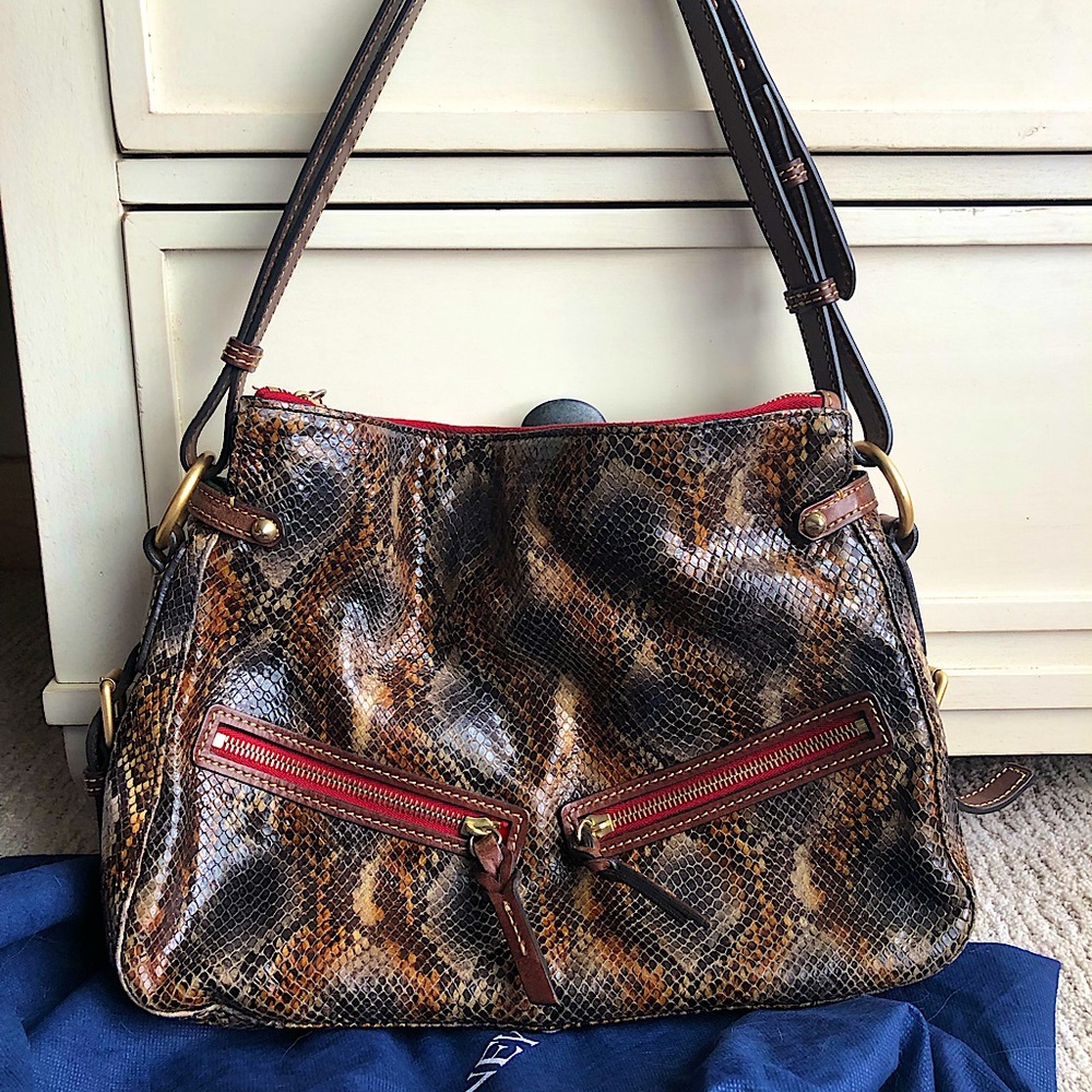 Dooney and Bourke Snakeskin East/West Zip Sac
